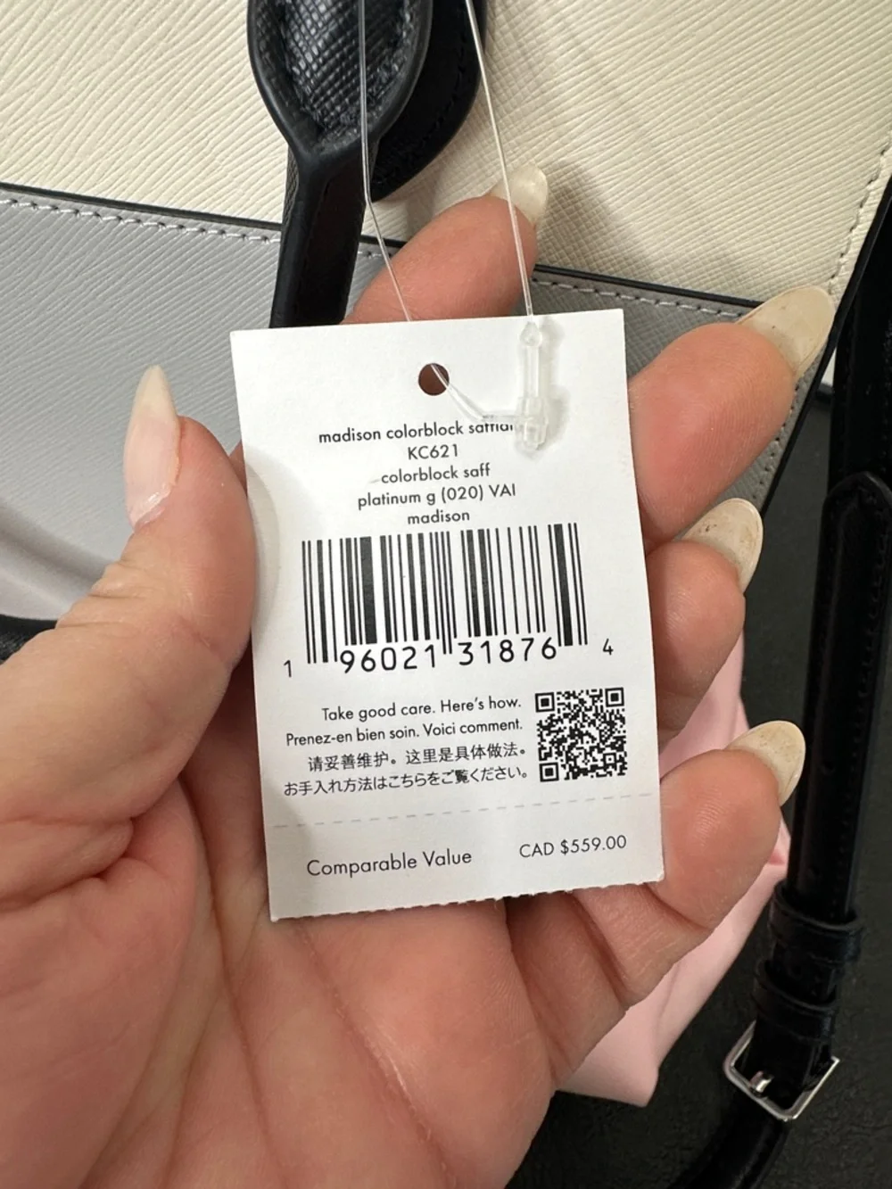 kate spade Two-Tone Leather Satchel in White, Gray & Black